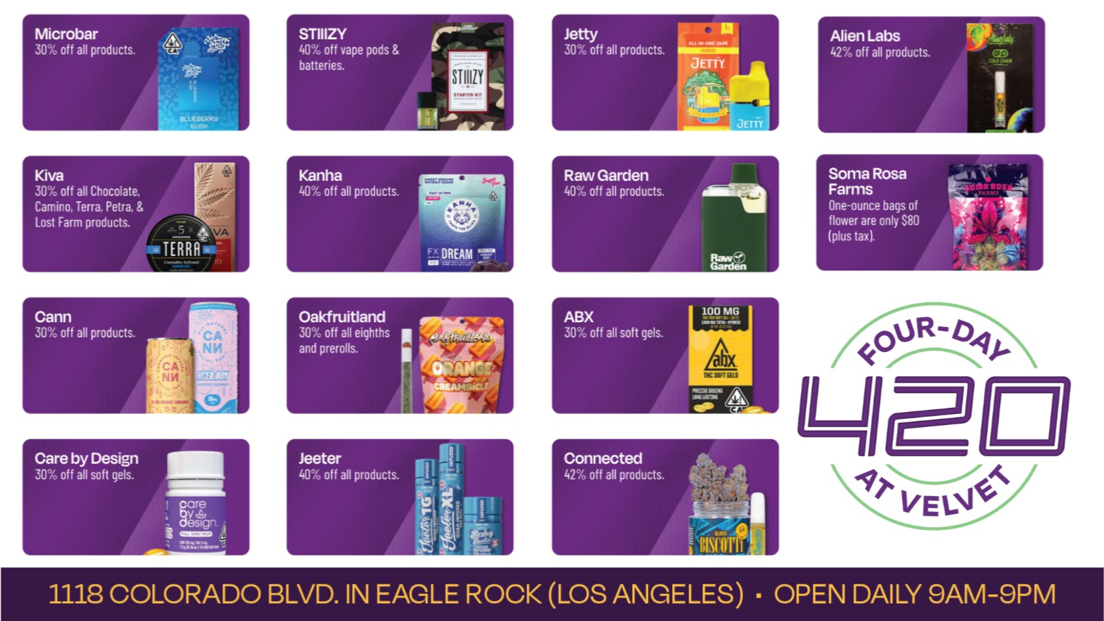 Velvet Cannabis Dispensary Eagle Rock 🍃 4/20 Week Saturday @ Velvet Eagle Rock! 🍃