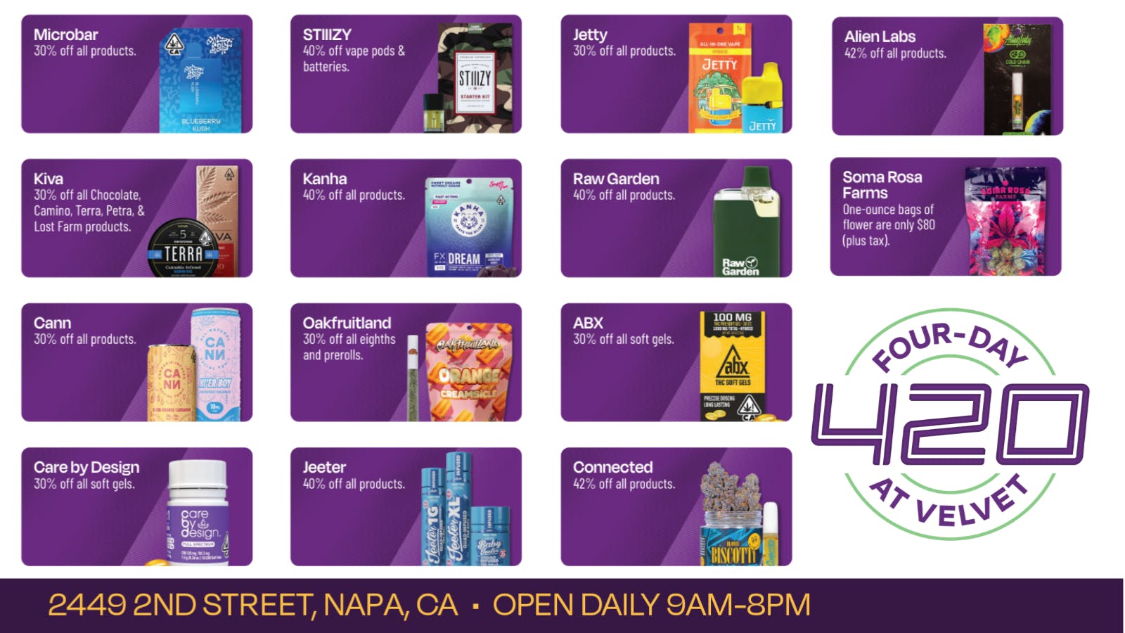 Velvet Cannabis Dispensary Napa 🍃 4/20 Week Saturday @ Velvet Napa! 🍃