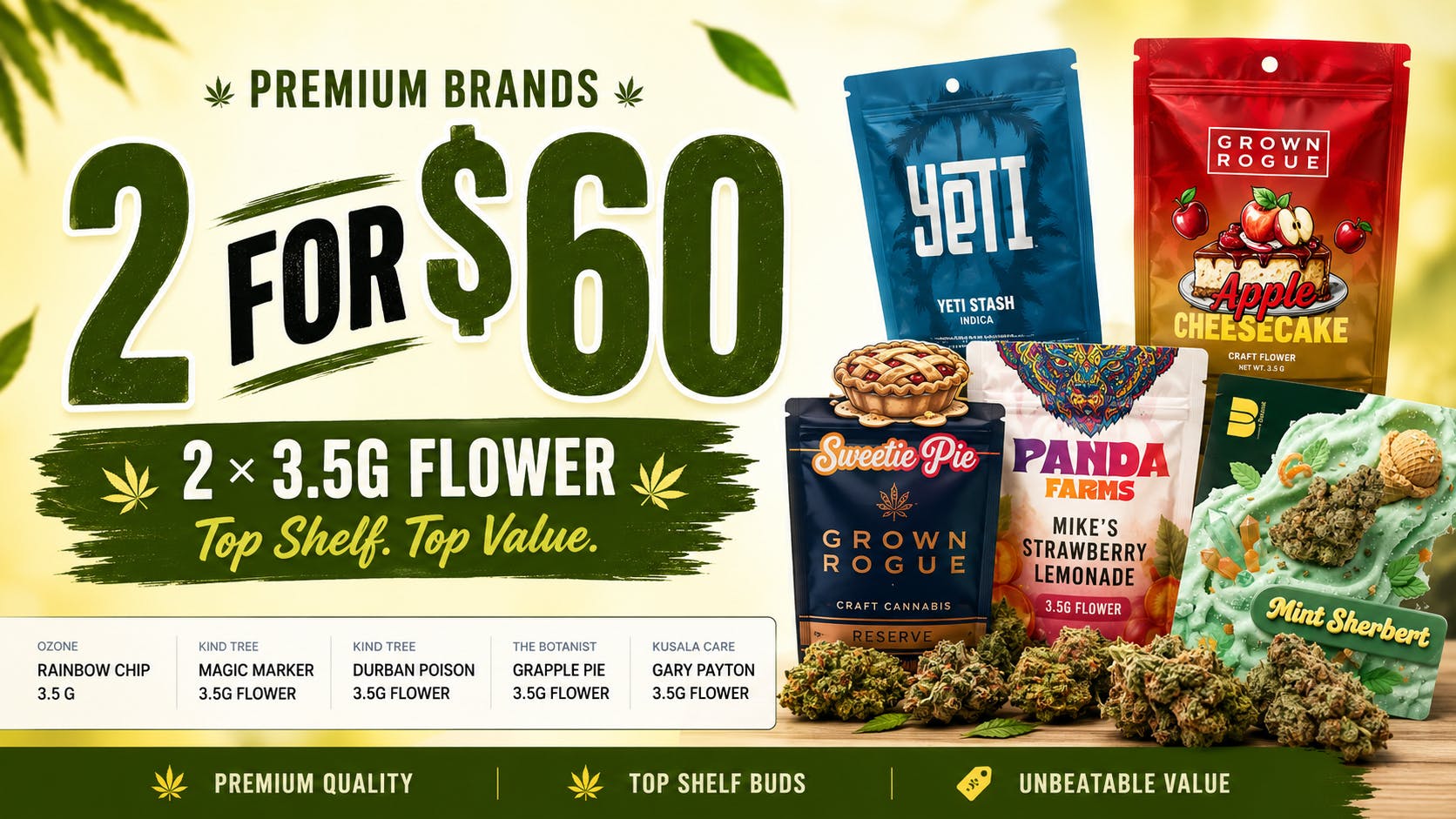 Good Karma Delivery 2 FOR $6O FLOWER 3.5g AT GOOD KARMA