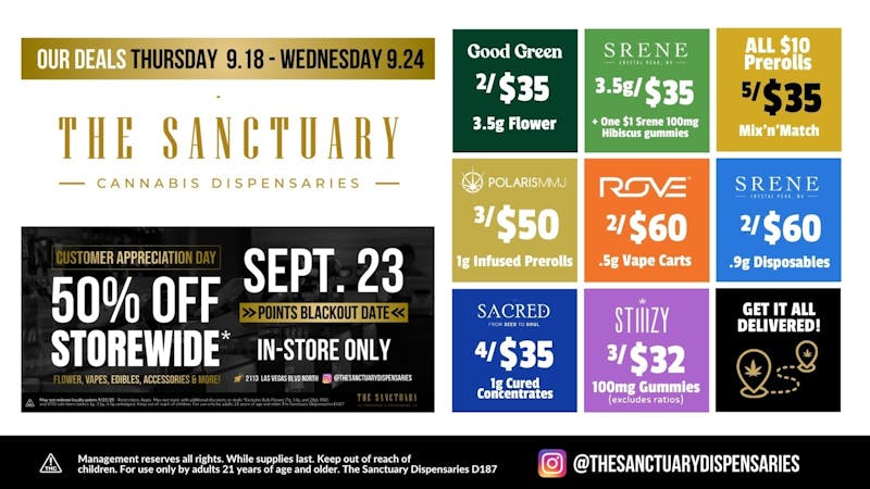 The Sanctuary Delivery - West Las Vegas Weekly Deals 9.18 - 9.24