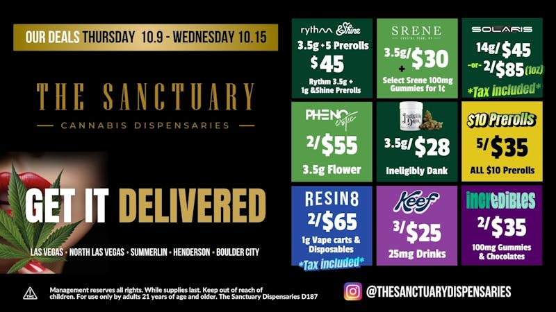 The Sanctuary Delivery - West Las Vegas Weekly Deals 10.9 - 10.15