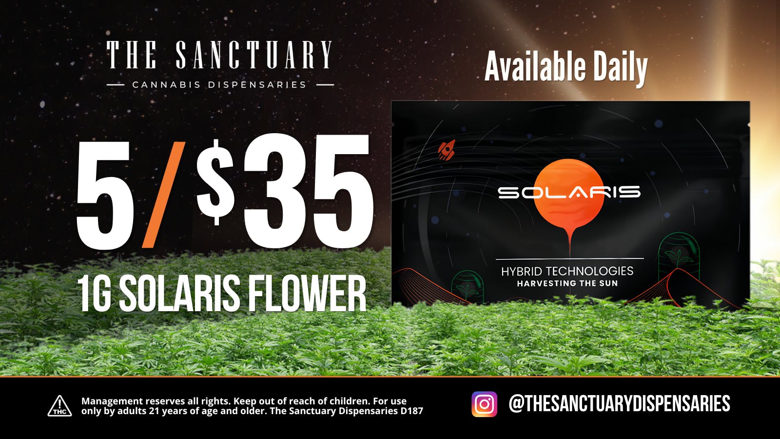 The Sanctuary Delivery - West Las Vegas 5 for $35 1g Solaris Flower