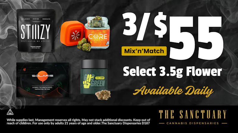 The Sanctuary - North Las Vegas 3 for $55 Select 3.5g Flower Mix'n'Match