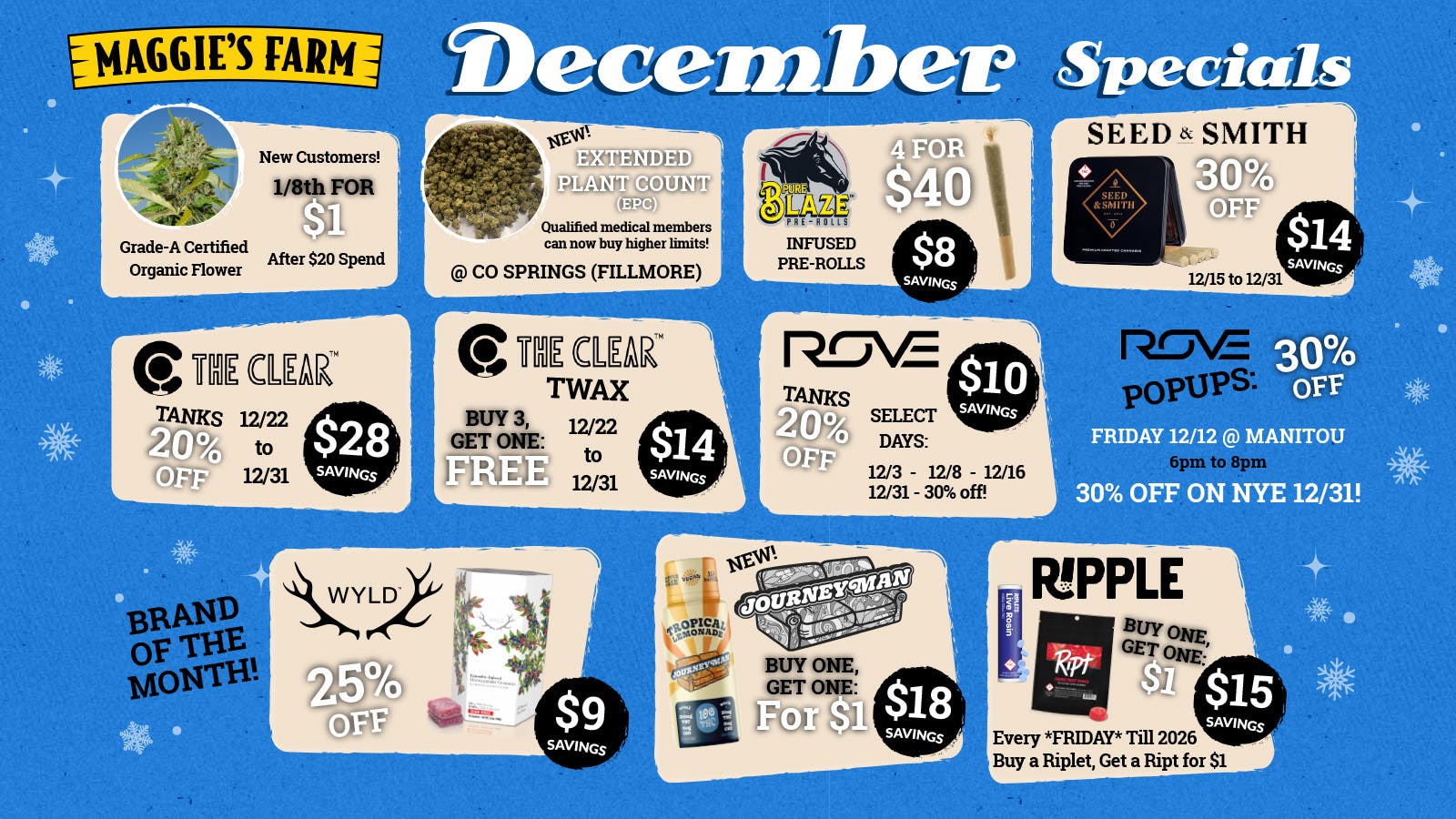 Maggies Farm Pueblo North - Piñon Maggie's Farm DECEMBER Specials