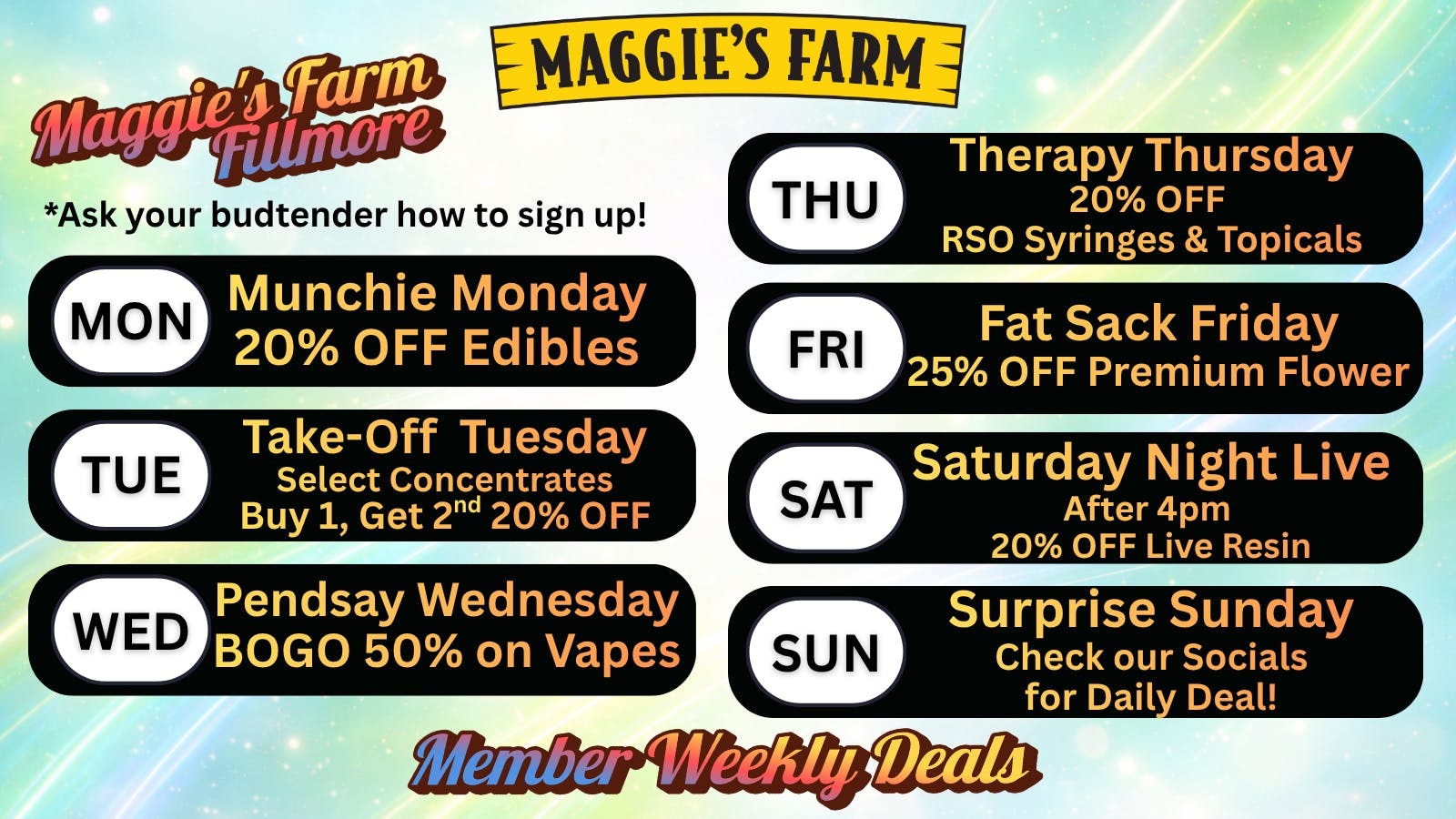 Maggies Farm - Colorado Springs North Members Only Weekly Deals