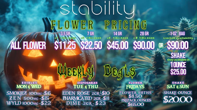 Stability Cannabis - S Meridian Stability Halloween Menu & Deals