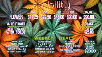 Stability Cannabis - S Meridian Fall Specials & Menu