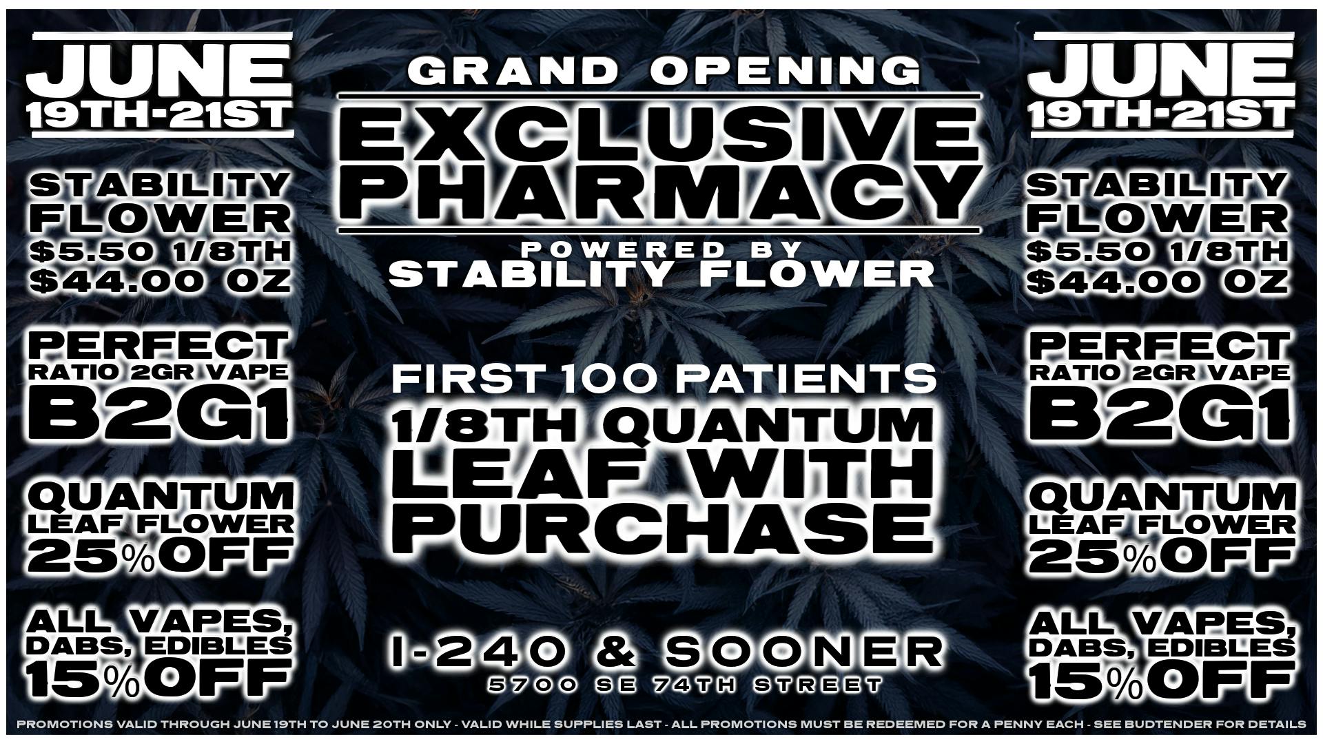 Stability Cannabis - NW 63rd and May Exclusive Pharmacy GRAND OPENING - June 19th-21st