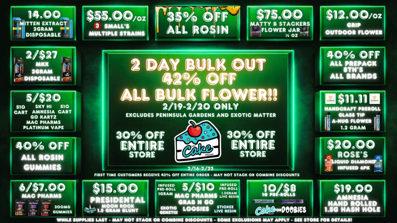 The Cake House - Detroit Bulk Blow Out 42% OFF ALL BULK FLOWER