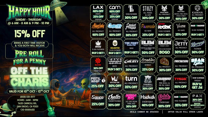 Off The Charts/BAM - Miramar SAVE BIG ON WEEKEND DEALS 10/10 - 10/12