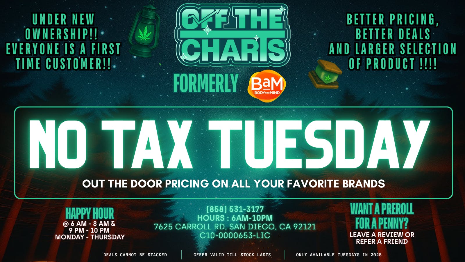 Off The Charts/BAM - Miramar NO TAX TUESDAY at OFF THE CHARTS!