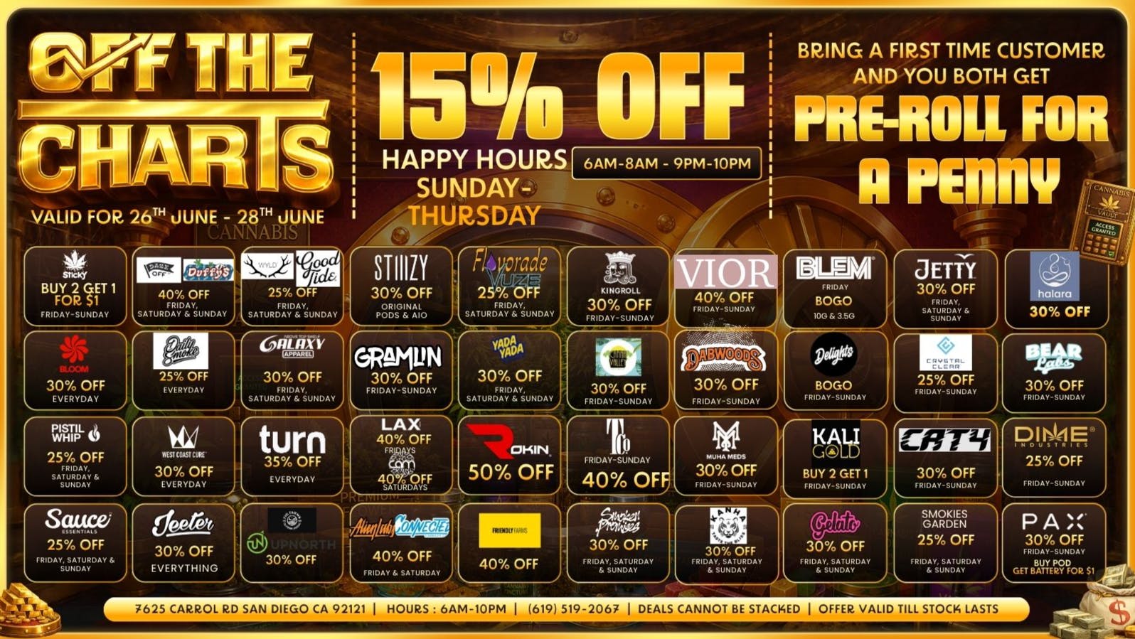 Off the Charts - Miramar The Weekend Savings are Back!