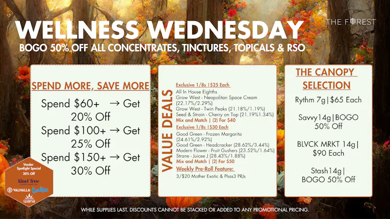 The Forest Baltimore BOGO 50% Off All Concentrates, TINCTURES, TOPICALS