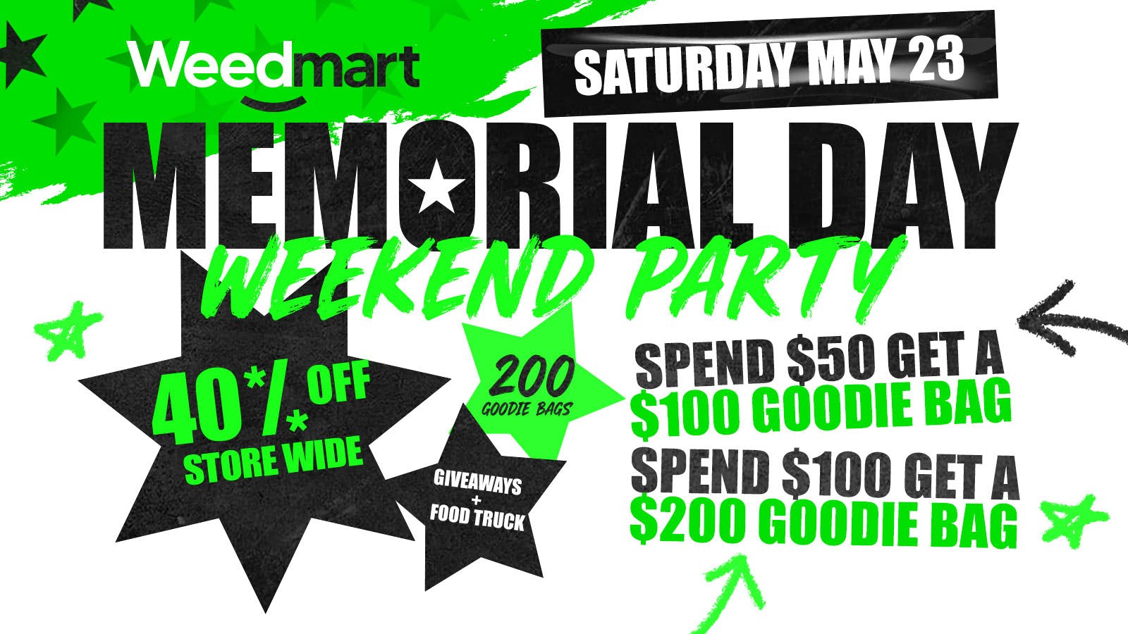 Weedmart - Hamtramck - Detroit MEMORIAL WEEKEND PARTY 40% OFF STOREWIDE SAT 5/23!
