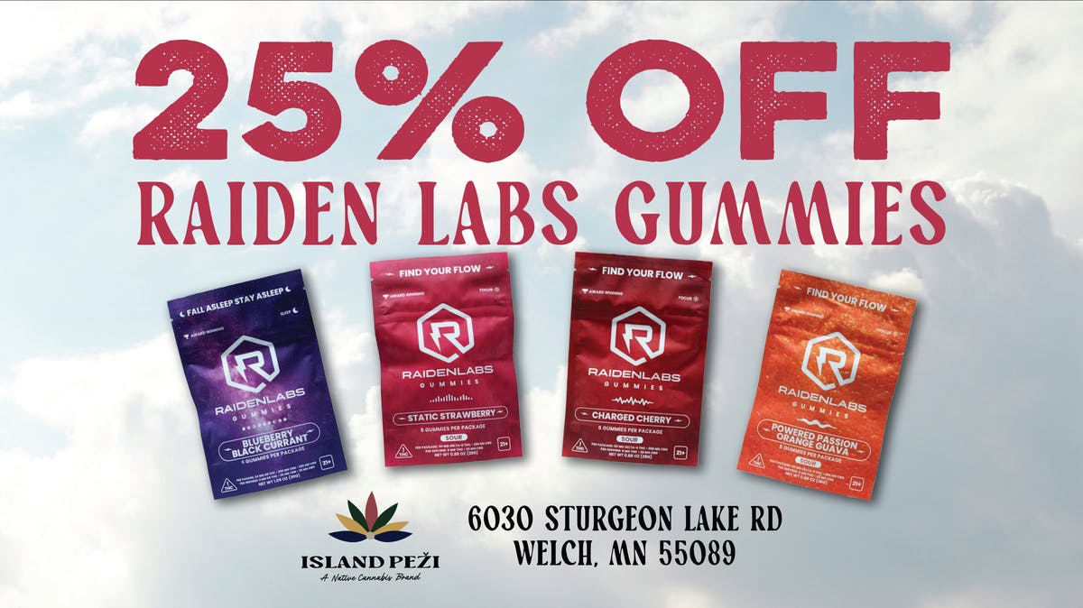 Island Peži 25% OFF Raiden Lab Gummies all month!