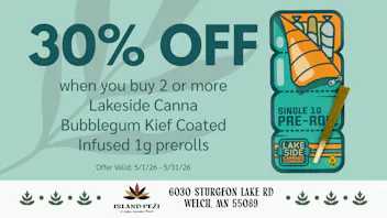 Island Peži Buy 2 or more Lakeside Canna Prerolls for 30% OFF