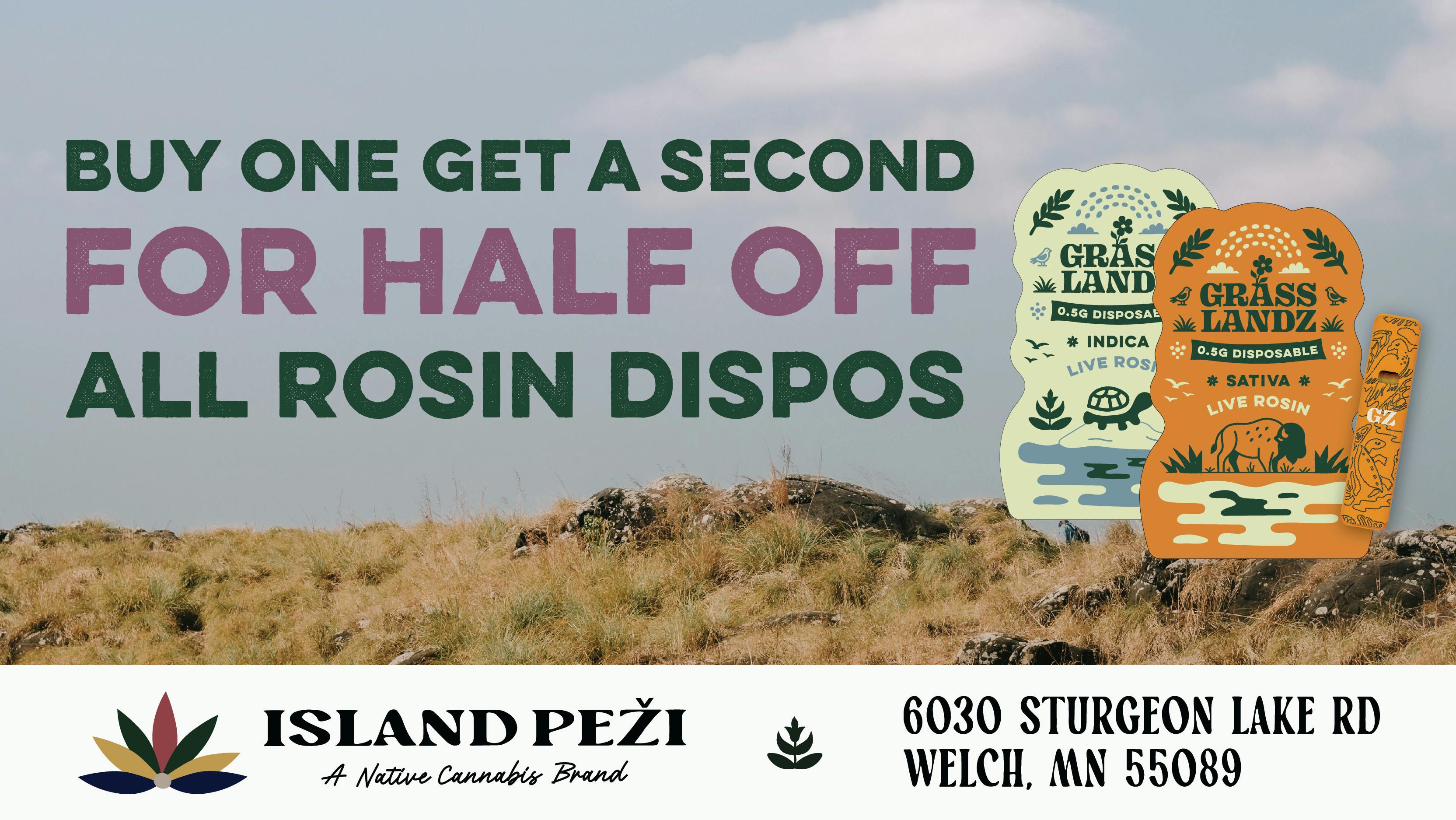 Island Peži ALL Rosin Dispos are Buy one, get one for 1/2 OFF!