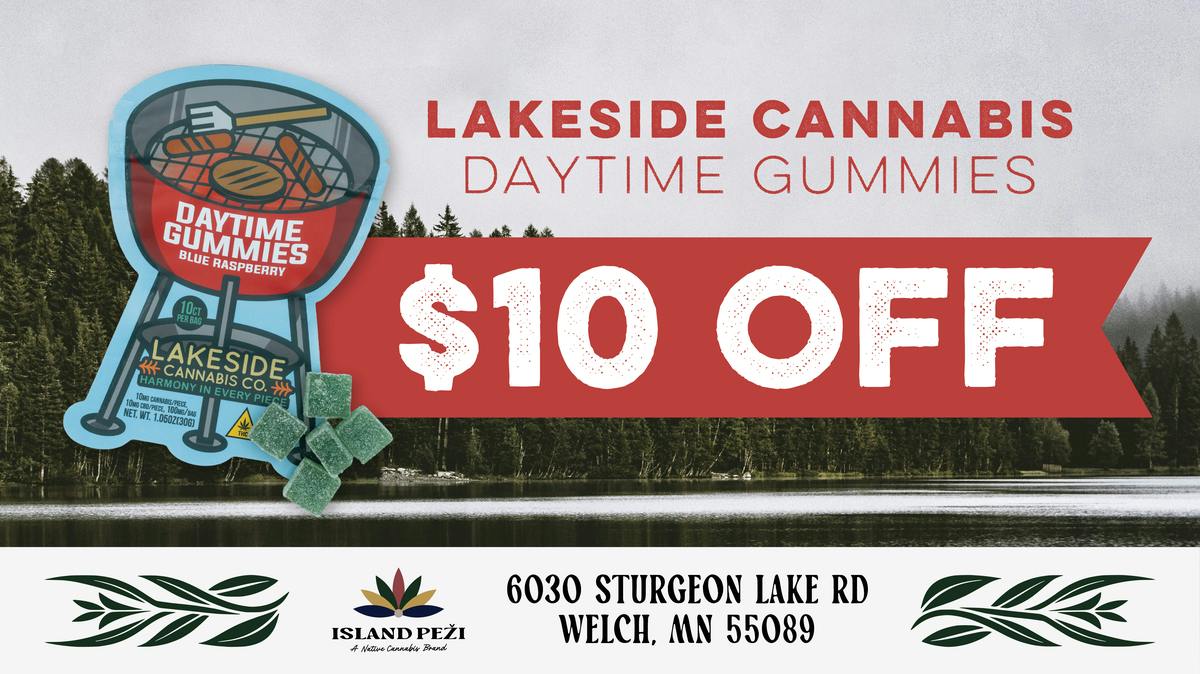 Island Peži $10 OFF Lakeside Cannabis Daytime Gummies!
