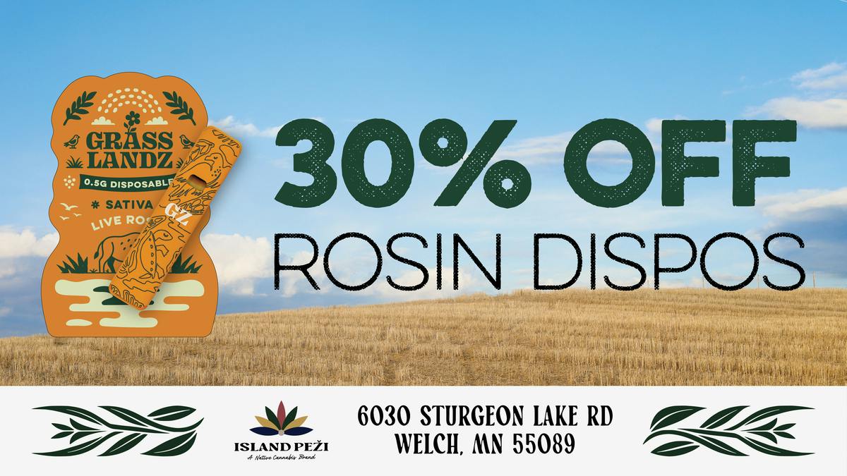 Island Peži 30% OFF ALL Grasslandz Rosin Dispos this October!