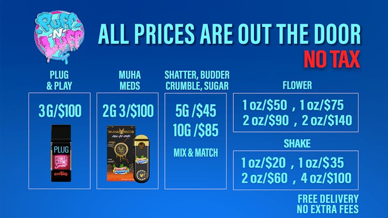 Puff N Luff - Compton / Bellflower Flwr 28g/$55,Tax Included On All Items,FTP 10% OFF