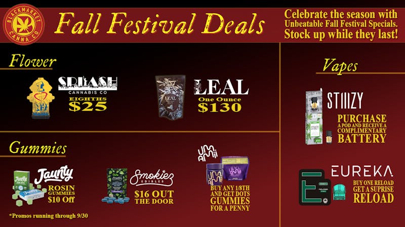 Black Market Cannabis Dispensary Fall Festival Deals