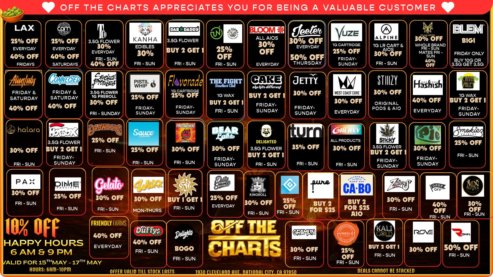 Off the Charts - National City Come in and Save 25%-40% OFF!!!