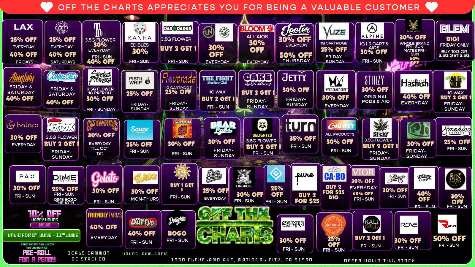 Off the Charts - National City Come in and Save 25%-40% OFF!!!