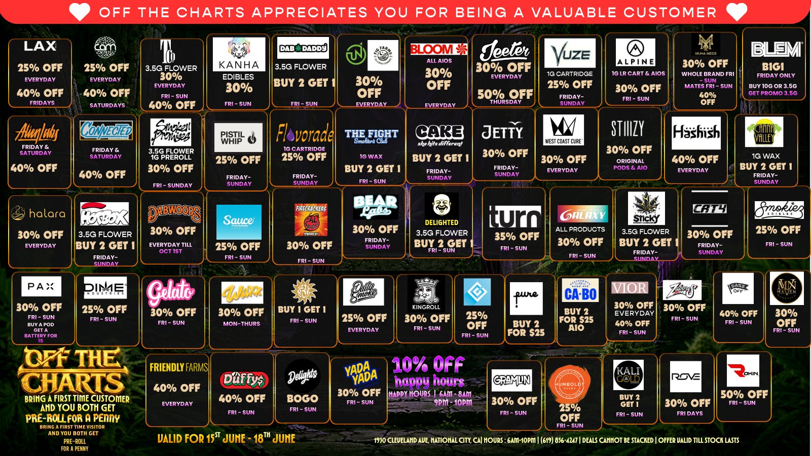 Off the Charts - National City Come in and Save 25%-40% OFF!!!