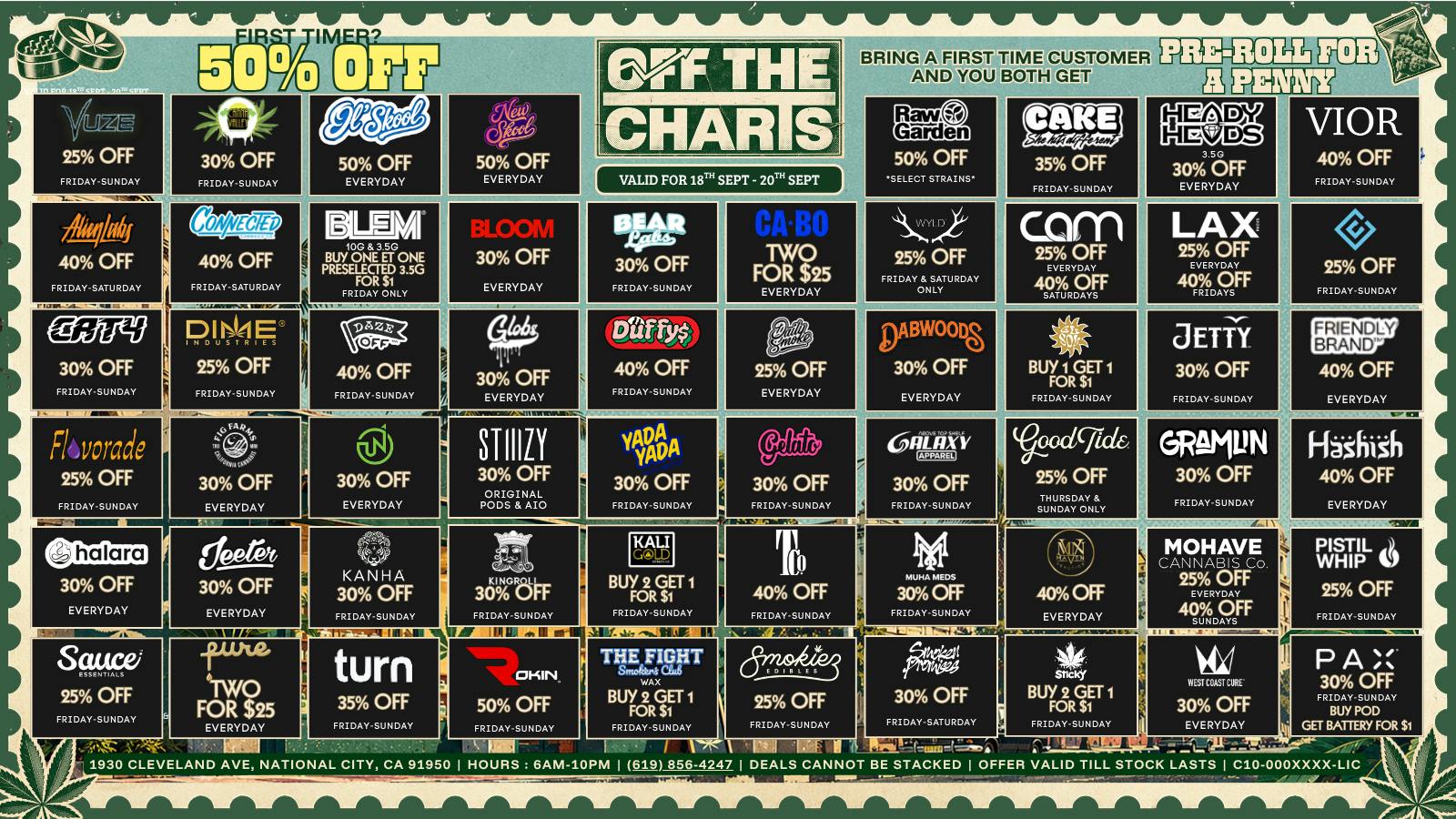 Off the Charts - National City FIRST TIME? 50% OFF STOREWIDE!!😶‍🌫️🍃🔥