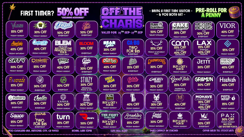 Off the Charts - National City FIRST TIME? 50% OFF STOREWIDE!!😶‍🌫️🍃🔥
