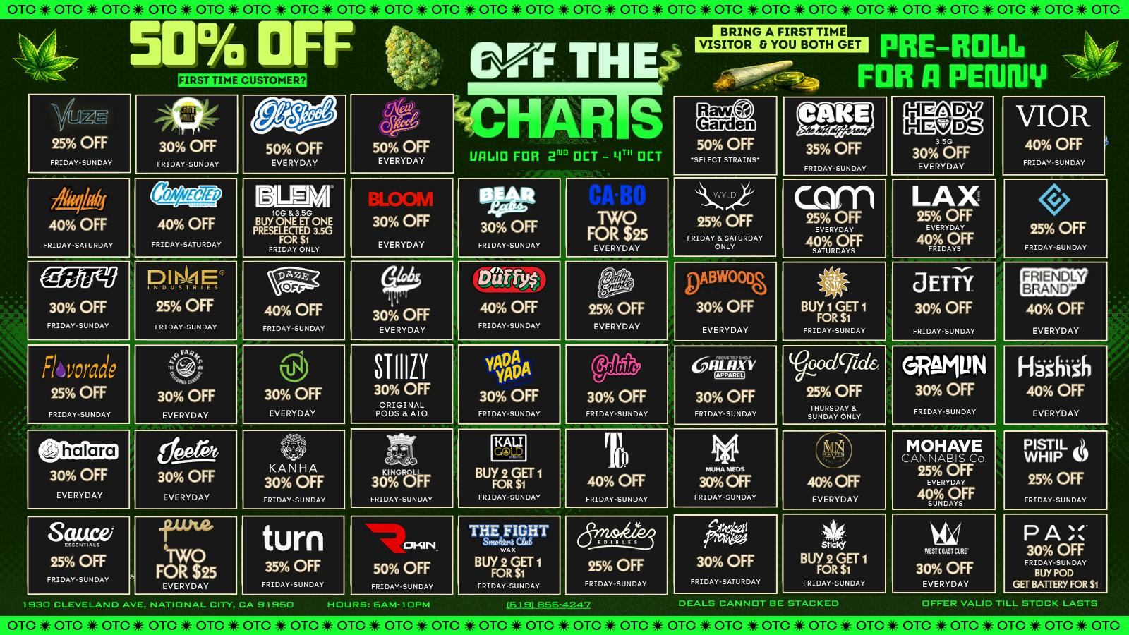 Off the Charts - National City FIRST TIME? 50% OFF STOREWIDE!!😶‍🌫️🍃🔥