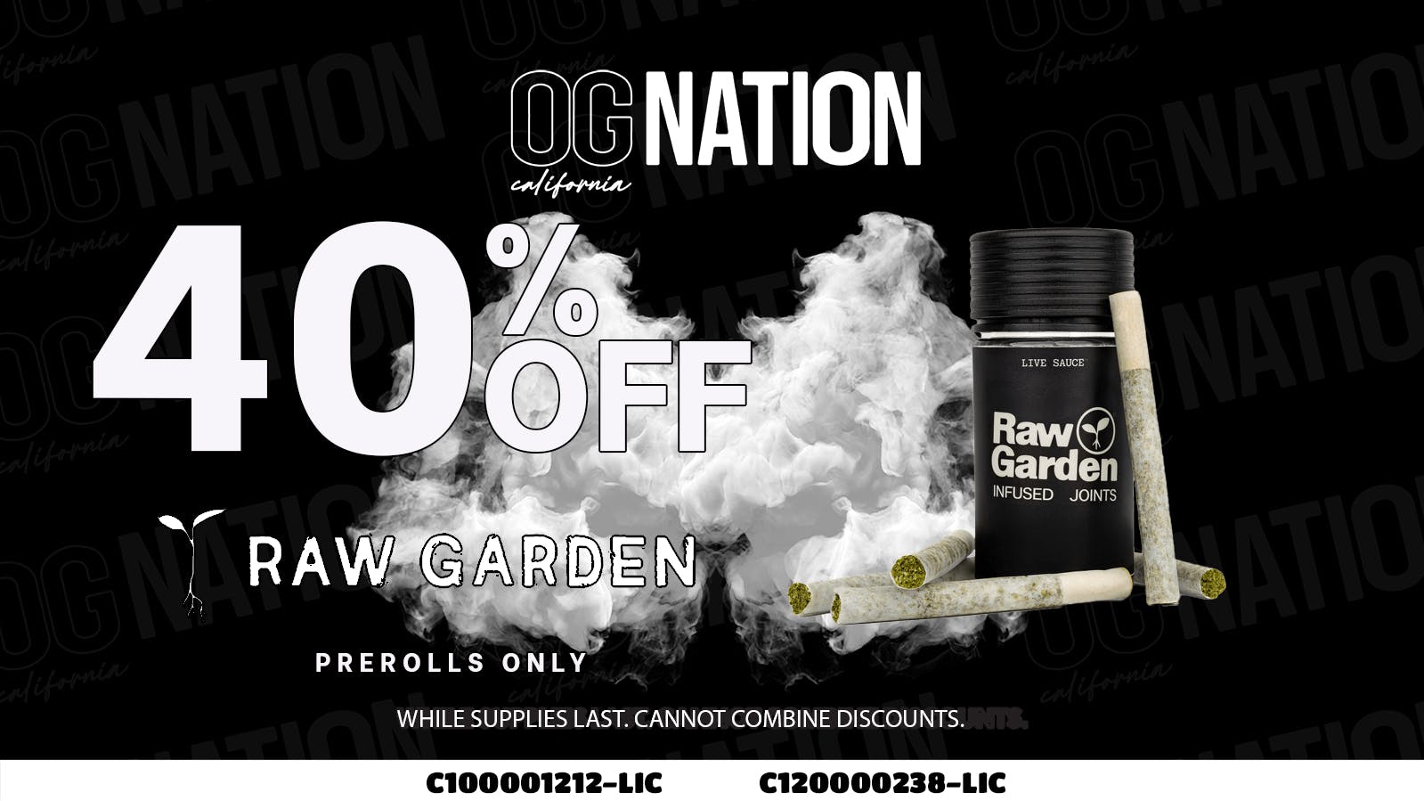 OG NATION - Maywood 40% Raw Garden (prerolls only)