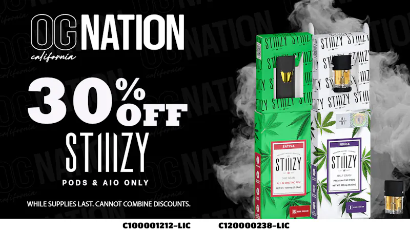 OG Nation Delivery Downey Stiiizy 30% off Pods +AIOs