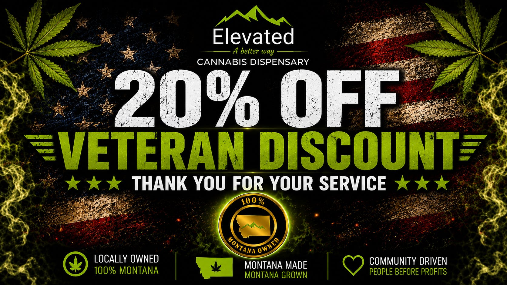 Elevated - Kalispell 20% OFF Veteran Discount