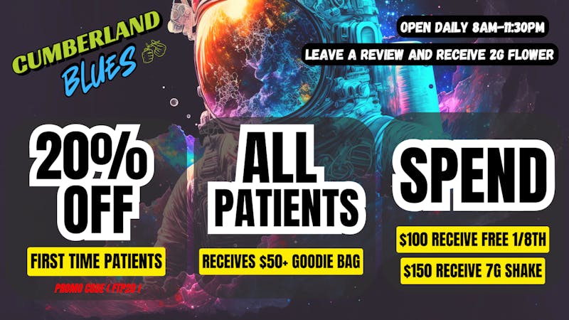 Cumberland Blues Delivery - San Marcos 20% OFF & FREE GOODIE BAG & MORE GIFTS