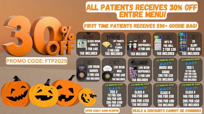 Cumberland Blues Delivery - Encinitas 30% OFF & FREE GOODIE BAG