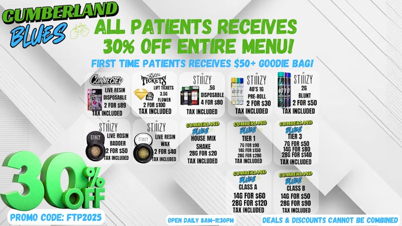 Cumberland Blues Delivery - Oceanside 30% OFF ENTIRE MENU