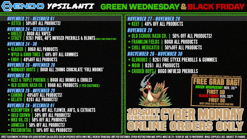 EndoVibe - Ypsi UP TO 50% OFF GREEN WED/BLACK FRI AT ENDO!