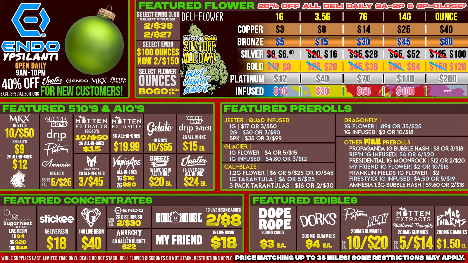 EndoVibe - Ypsi 40% OFF ENDO DELI STRAINS!