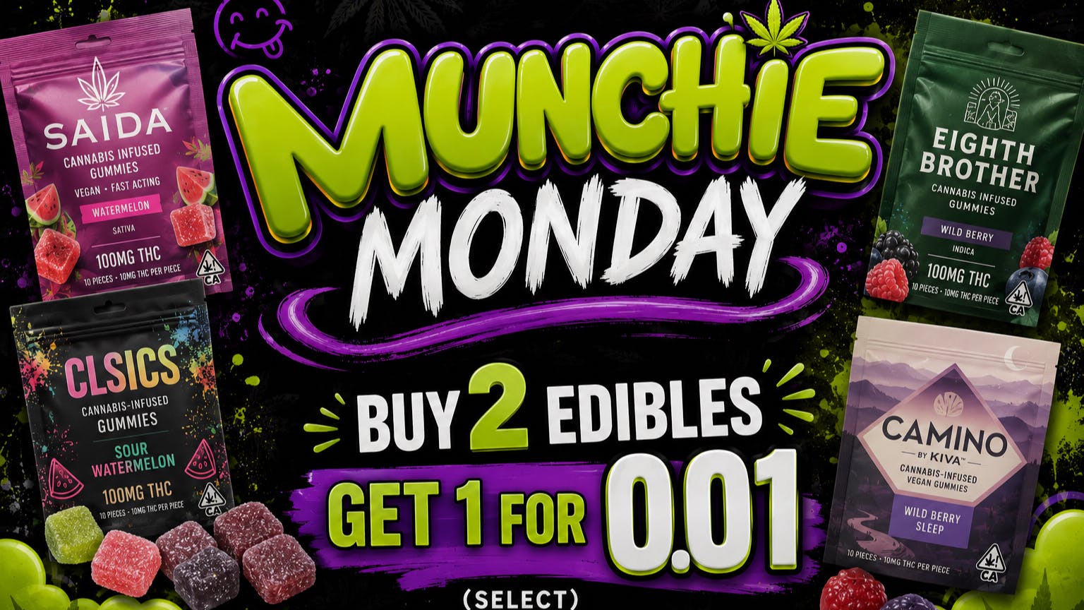 Cannabus - Chula Vista MUNCHIE MONDAY BUY 2 EDIBLES GET 1 (SELECT)!!