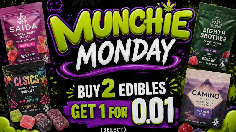 Cannabus - Del Mar MUNCHIE MONDAY BUY 2 EDIBLES GET 1 (SELECT)!!