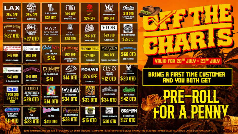 Off the Charts - Stockton BEST DEALS IN TOWN!