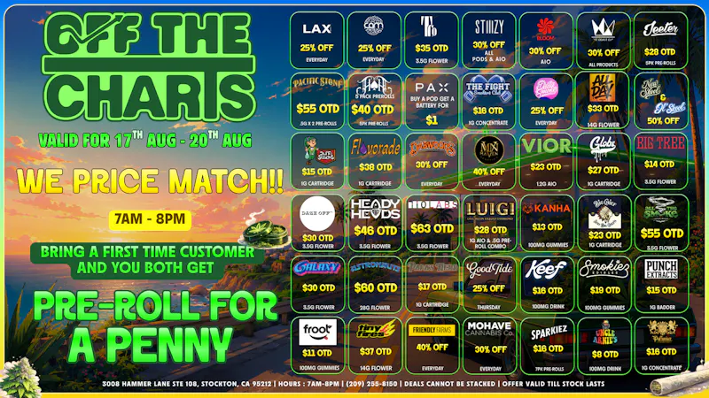 Off the Charts - Stockton BEST DEALS IN TOWN!