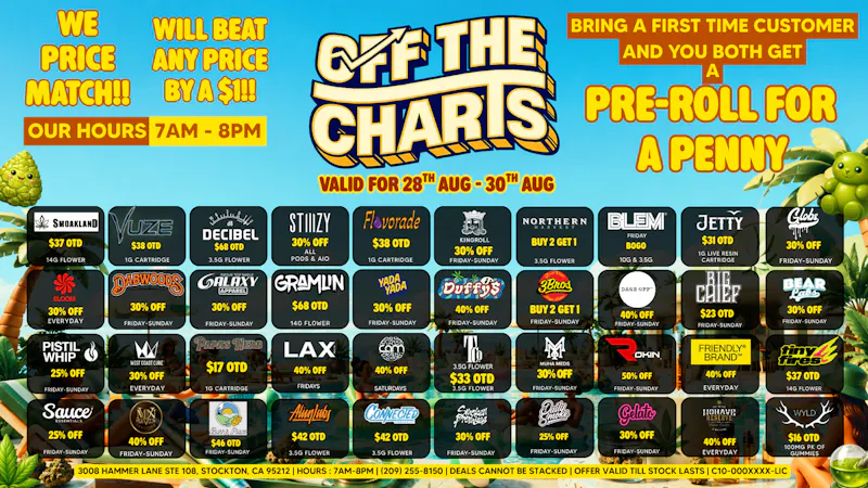 Off the Charts - Stockton SMOKING HOT DEALS YOU CANT MISS!!!