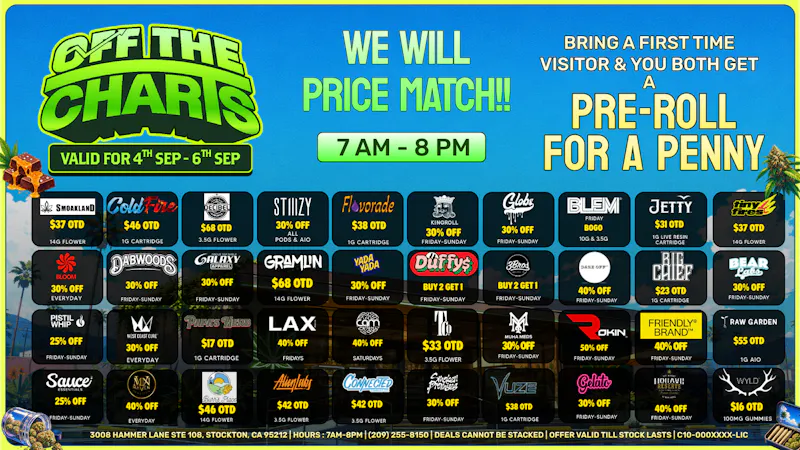 Off the Charts - Stockton BEST DEALS IN TOWN!