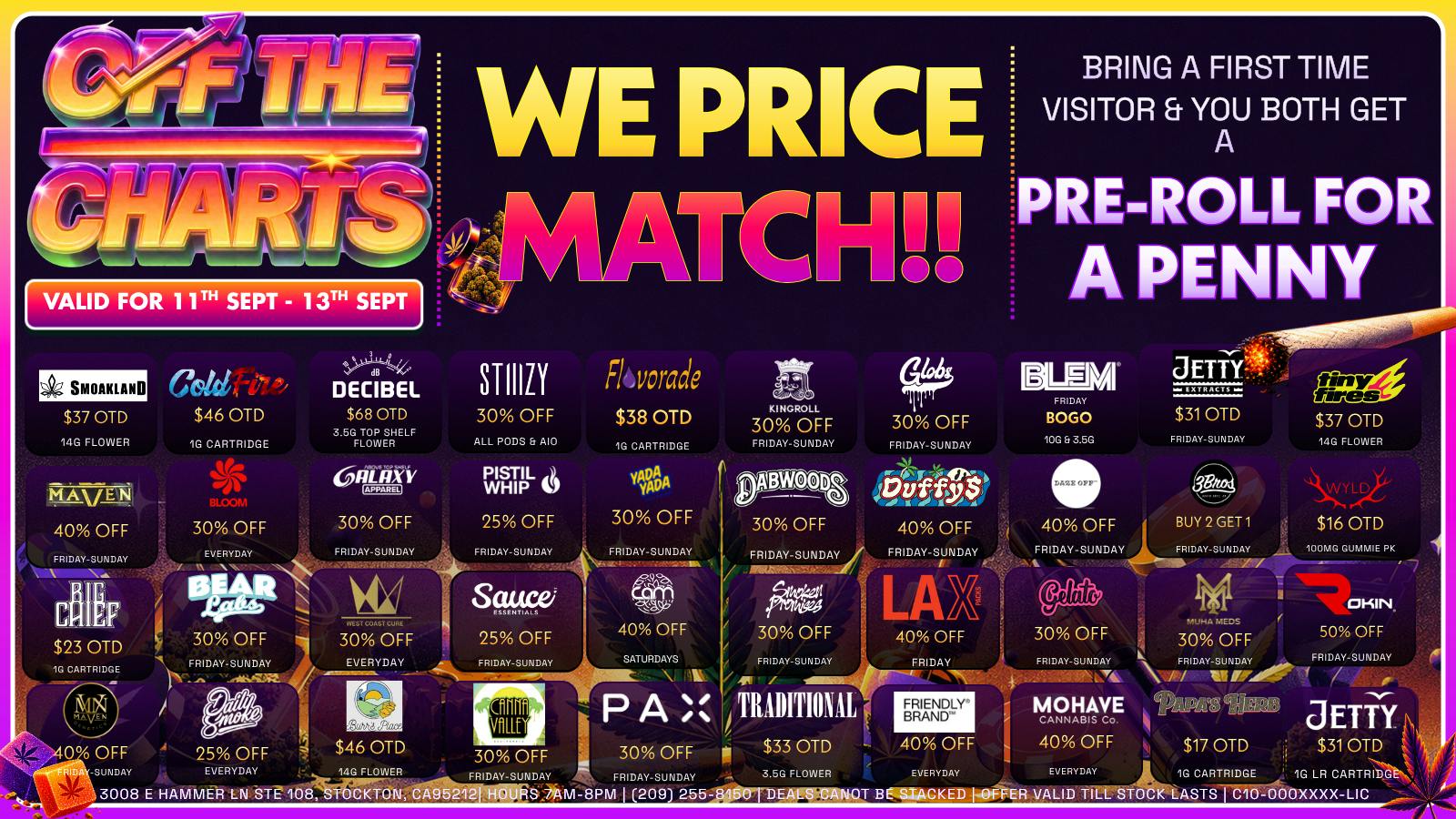 Off the Charts - Stockton SMOKING DEALS YOU CAN'T BEAT!!! PRICES ALL OTD!!!