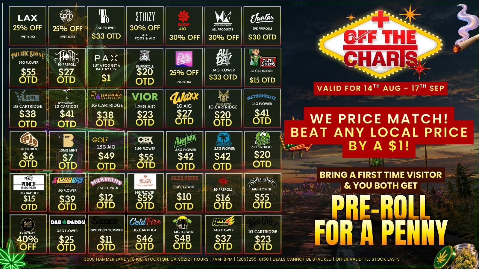 Off the Charts - Stockton SMOKING DEALS YOU CAN'T BEAT!!! PRICES ALL OTD!!!
