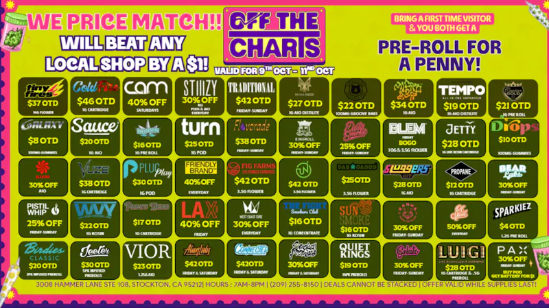 Off the Charts - Stockton BEST DEALS IN TOWN!