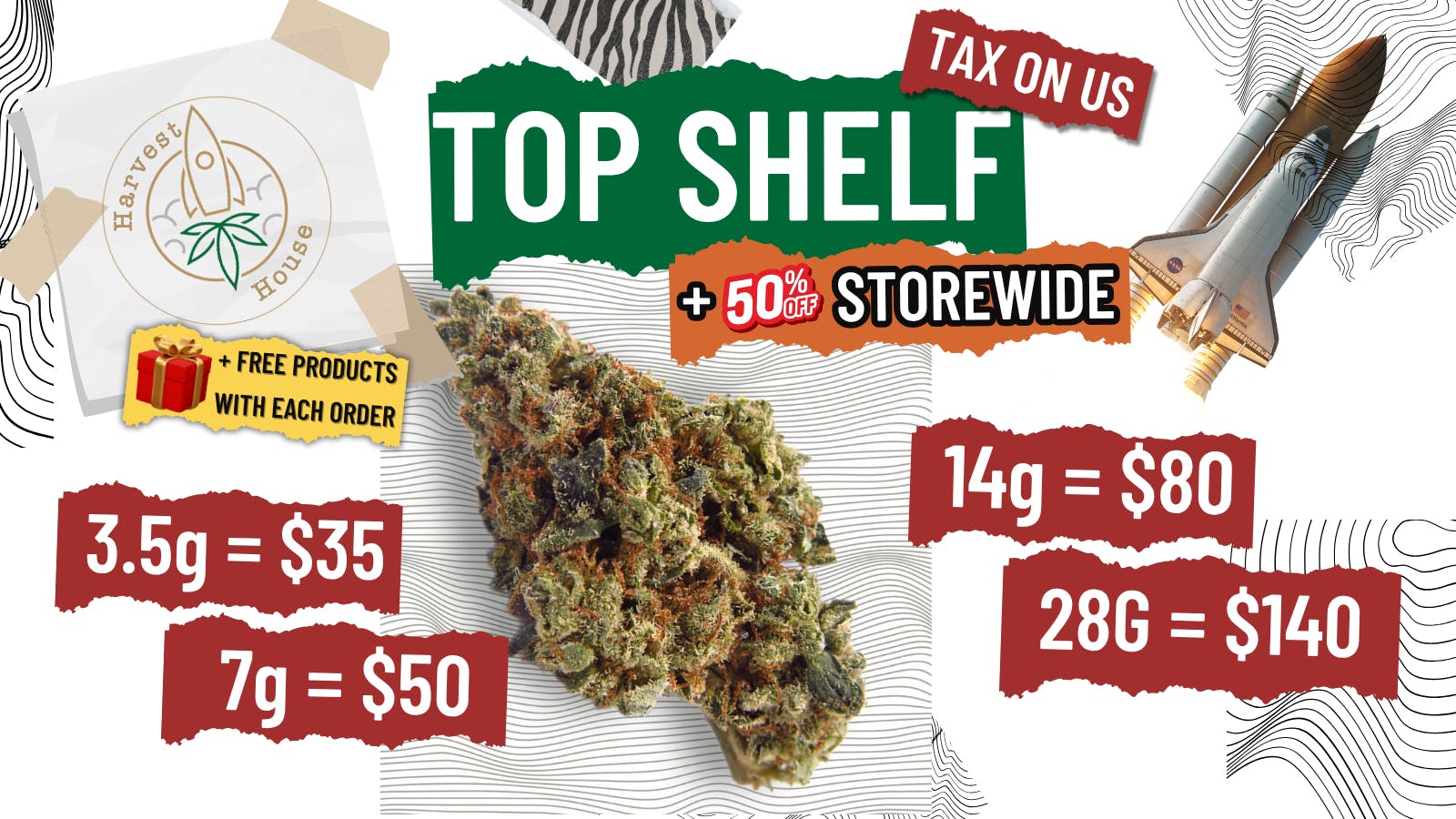 Harvest House - Covina ⭐Top Shelf ⭐14g=$80, OZ=$140 TAX ON US!