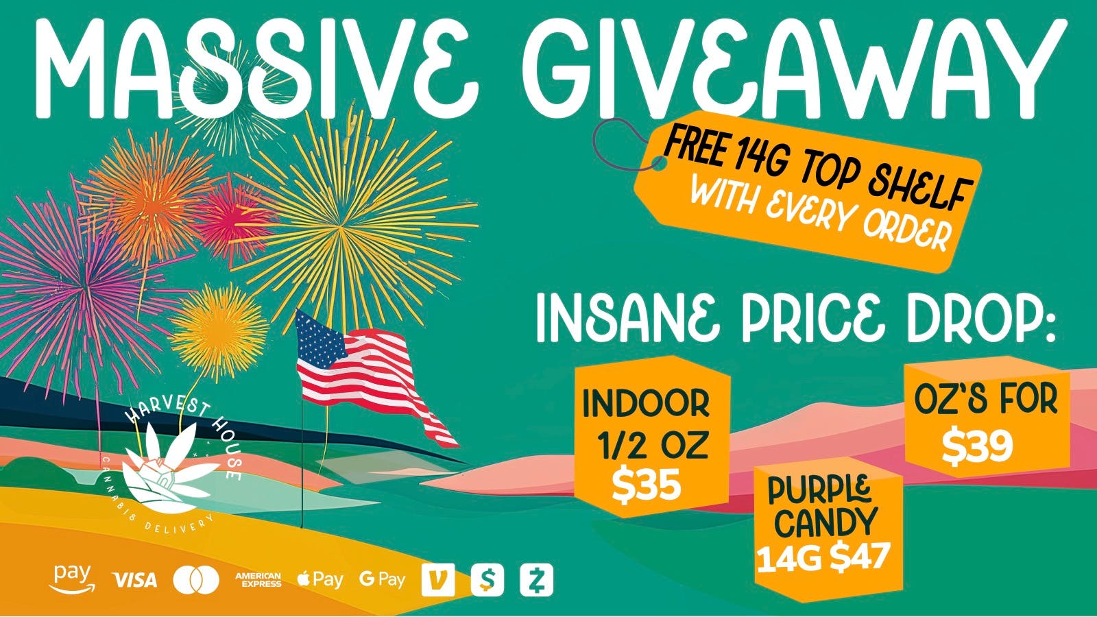 Harvest House - Woodland Hills / Tarzana / Canoga Park Huge Price Drop + Crazy Giveaway - Free 14g ON TOP